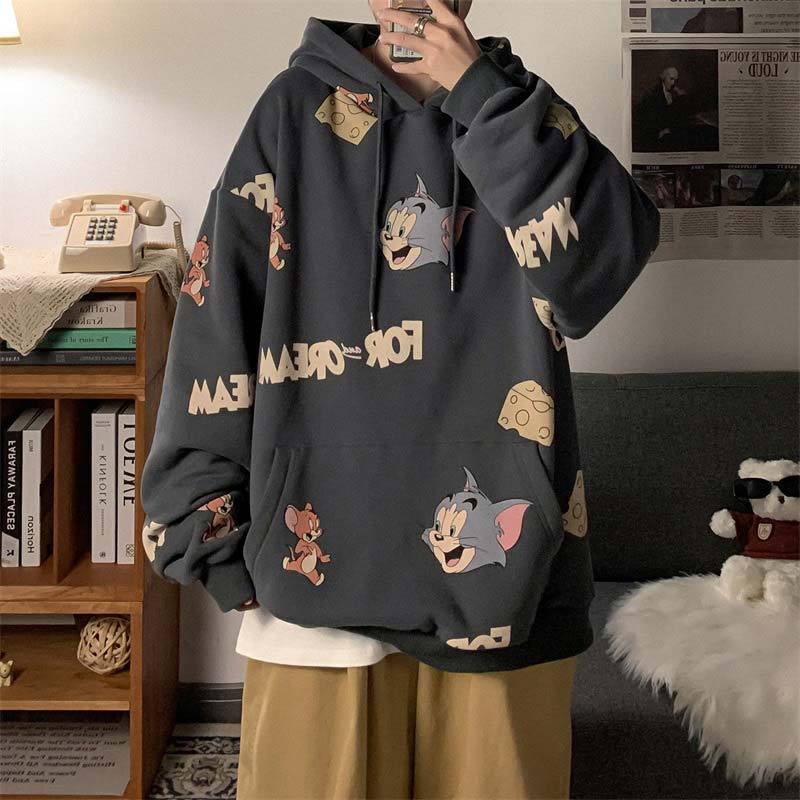 Men's sweater plus velvet thick winter Korean version trend hooded autumn and winter loose all-match ins Hong Kong style autumn coat - Image 5