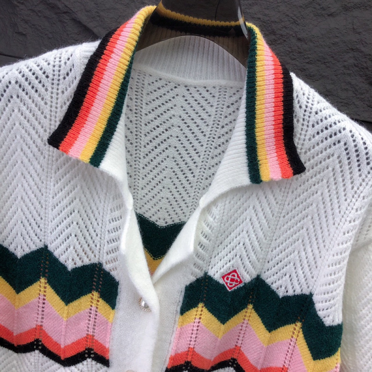 Fashionable European goods Ca Casa short-sleeved sweater cardigan 3D jacquard pattern men and women's same style spot cross-border Europe and the United States - Image 2