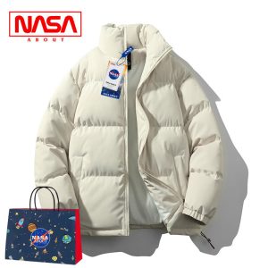 NASA stand collar couple trend cotton jacket men and women 2025 new winter thick warm down casual puffer jacket