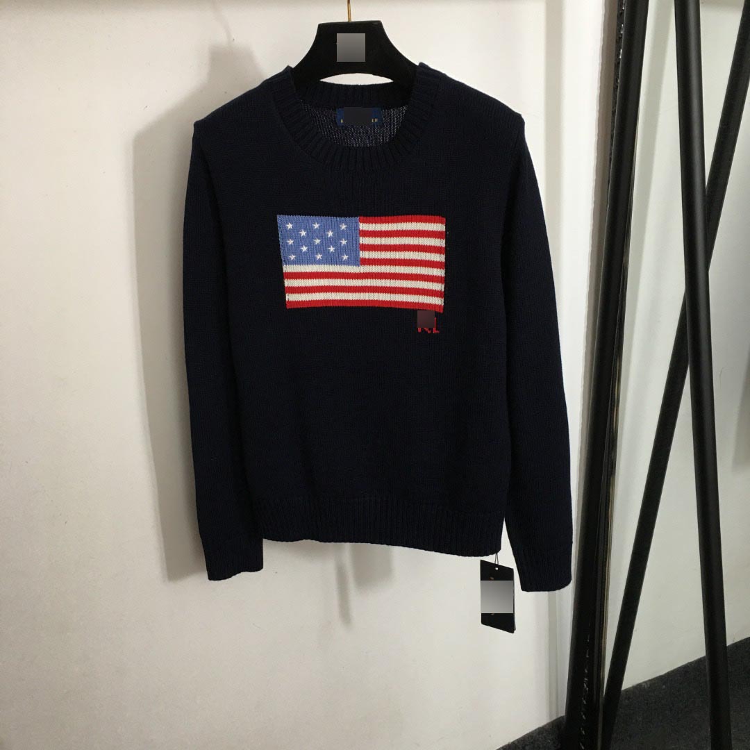 2026 Shenzhen Nanyou High-End Cross-Border Women's Clothing New Style American Flag Pattern Round Neck Pullover Long Sleeve Wool Knit Sweater - Image 3