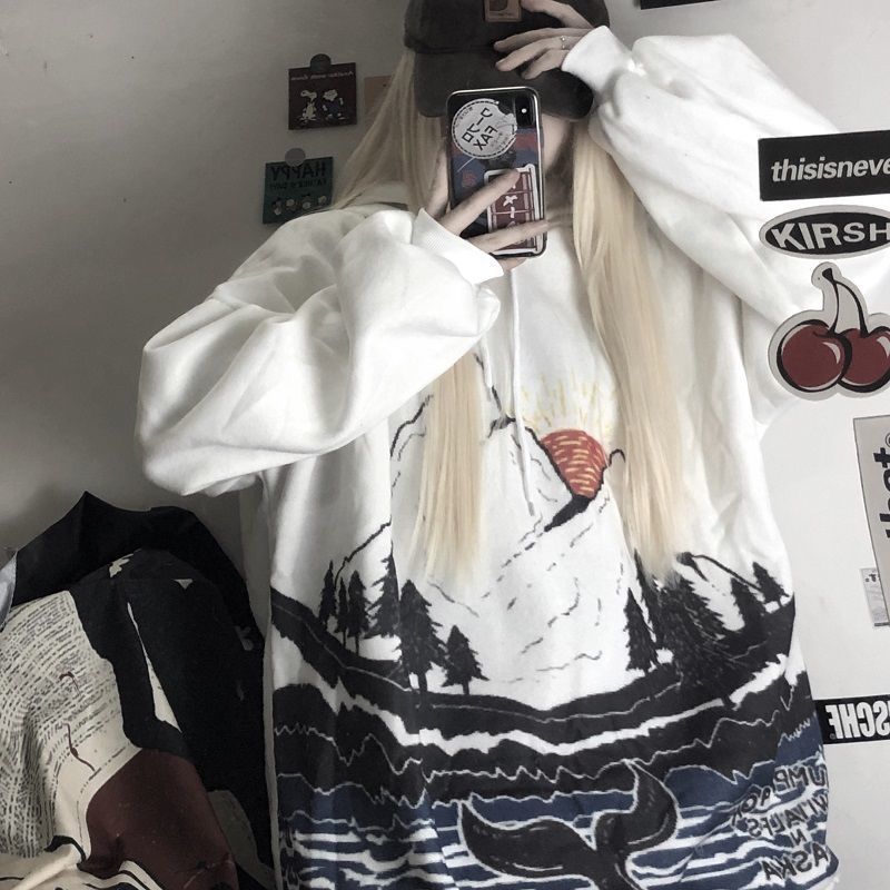 2021 Autumn and Winter Trend ins Harajuku Pink Girl Cartoon Anime Print Loose Plush Hooded Sweatshirt Women - Image 13