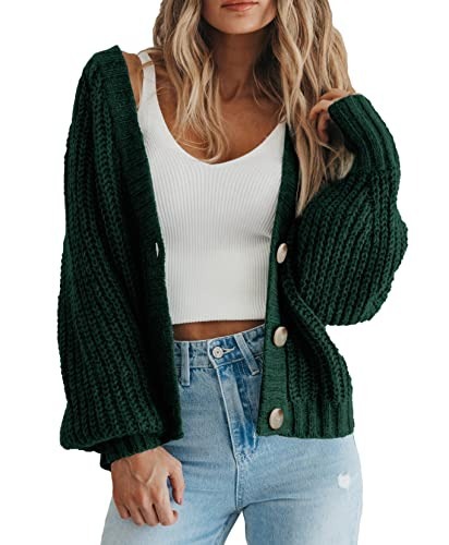 Cross-border women's clothing Amazon autumn/winter V-neck chunky knit cardigan women's lazy style knit sweater factory customization - Image 8