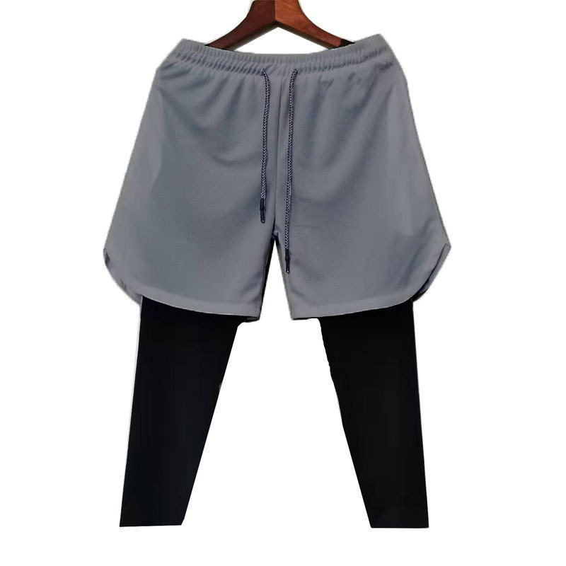 New men's sports fake two-piece trousers training fitness pants thin running overalls one piece drop shipping - Image 10