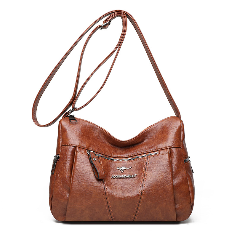 Cross-border women's bag soft leather shoulder bag trendy retro fashion Messenger bag large capacity elegant temperament mother bag - Image 10