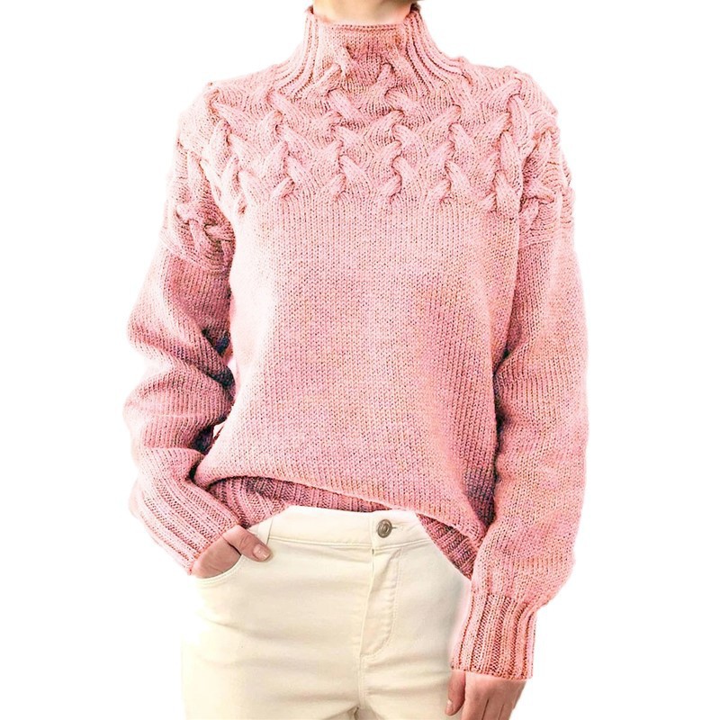 2026 Amazon Cross-Border New Women's Clothing Independent Site eBay Fashion Cable Braid Details High Neck Long Sleeve Sweater - Image 18