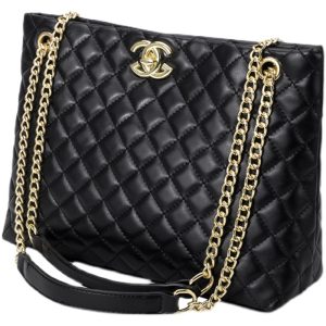 Diamond-Pattern Bucket Messenger Bag