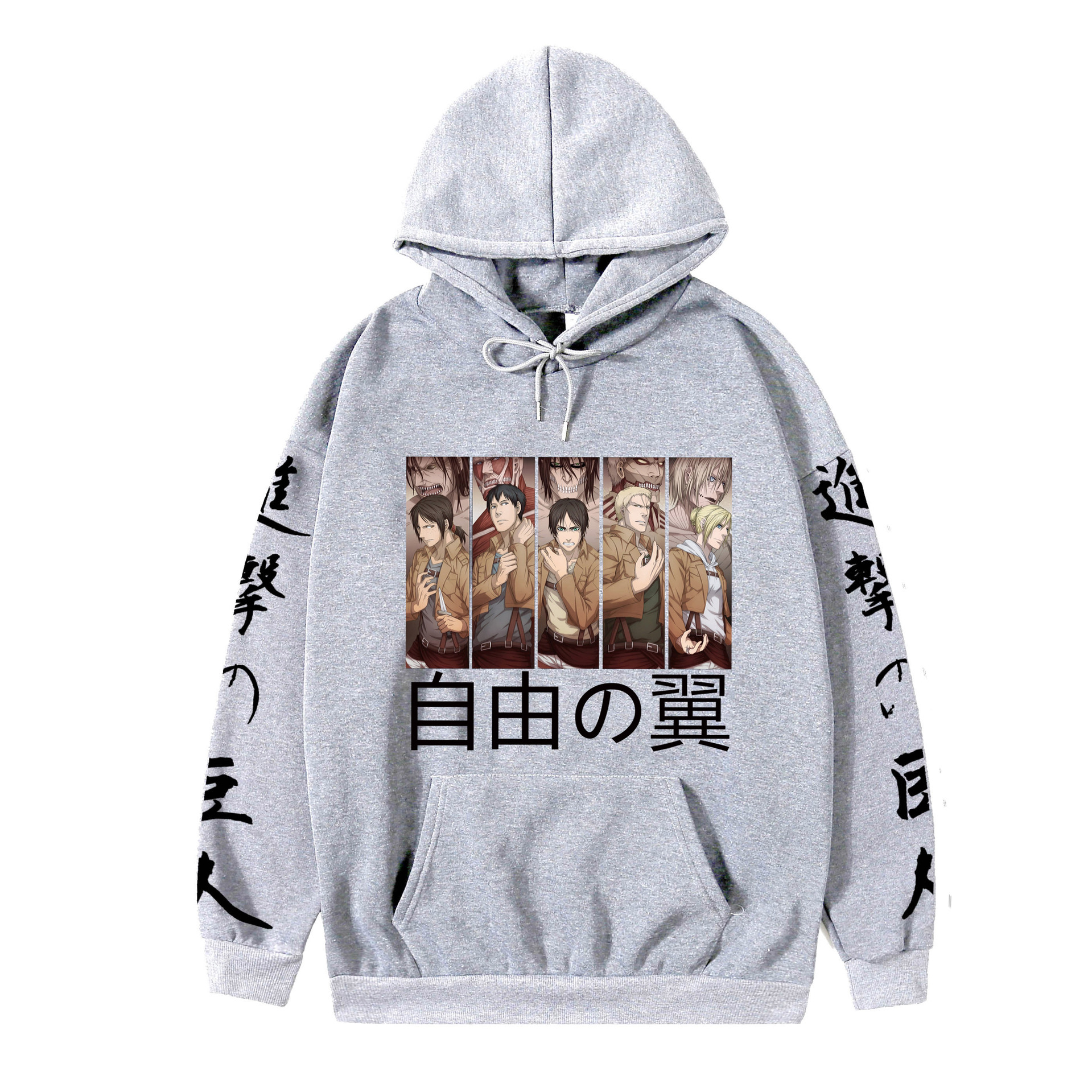 2021 couples wear autumn and winter new popular anime attack giant series illustration loose casual hooded sweater women