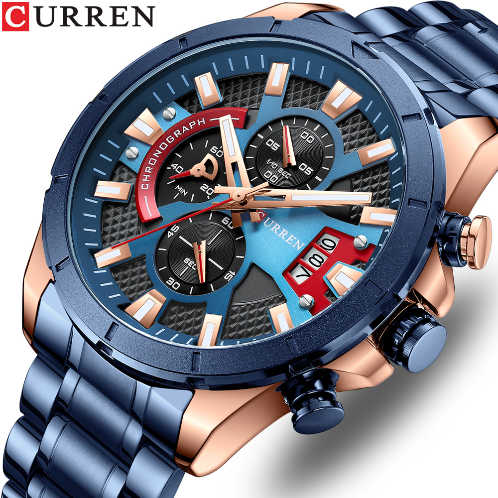 Curren/Careen 8401 Men's Watch Six Hand Watch Quartz Watch Steel Band Watch Calendar Men's Watch - Image 7