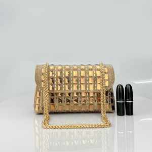 Cross-border new shiny glass evening dress celebrity rhinestone clutch bag underarm hand chain cheongsam bag dinner