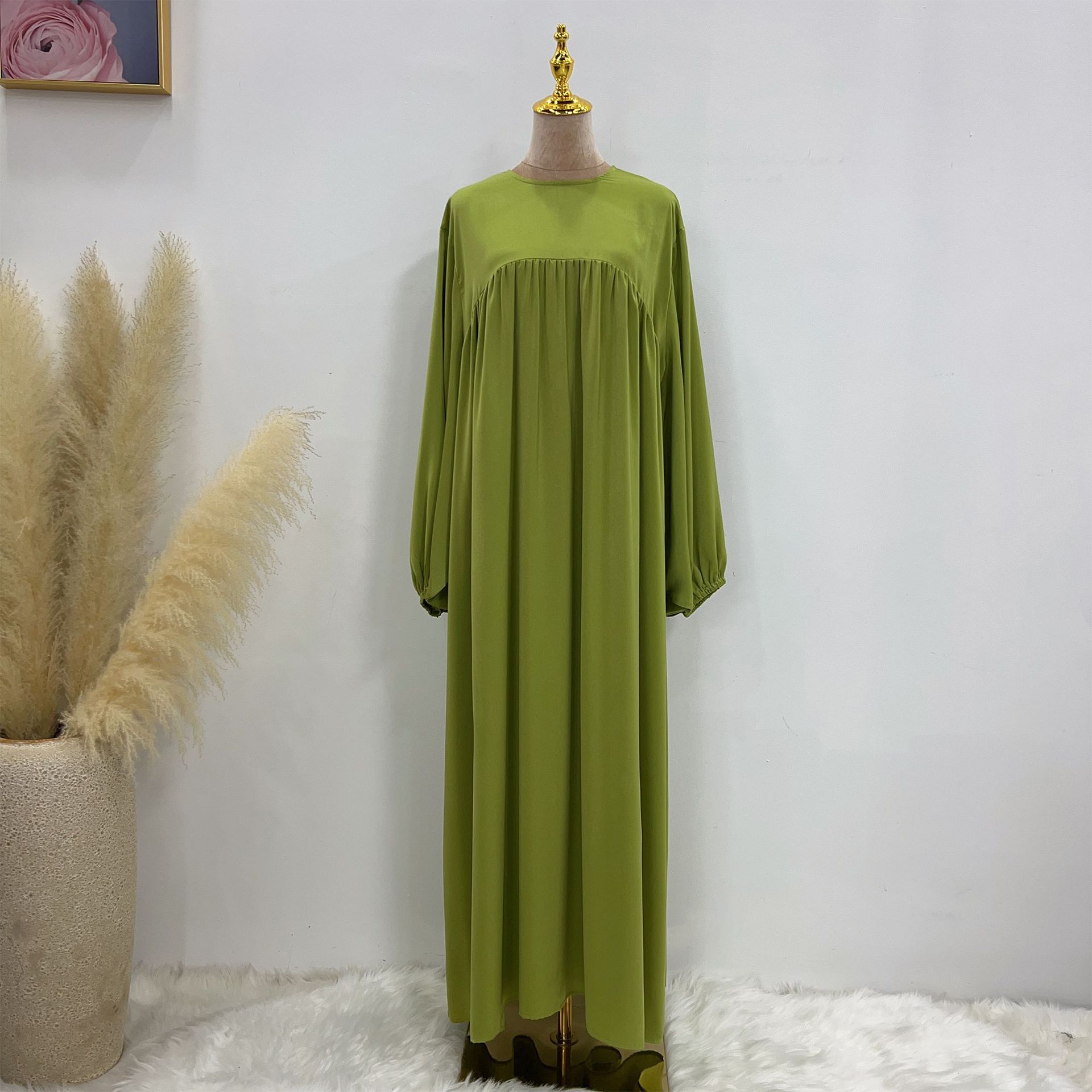 2023 Loriya AliExpress Amazon Swing Solid Color Loose Comfortable Robe Dress LR592 - Image 6