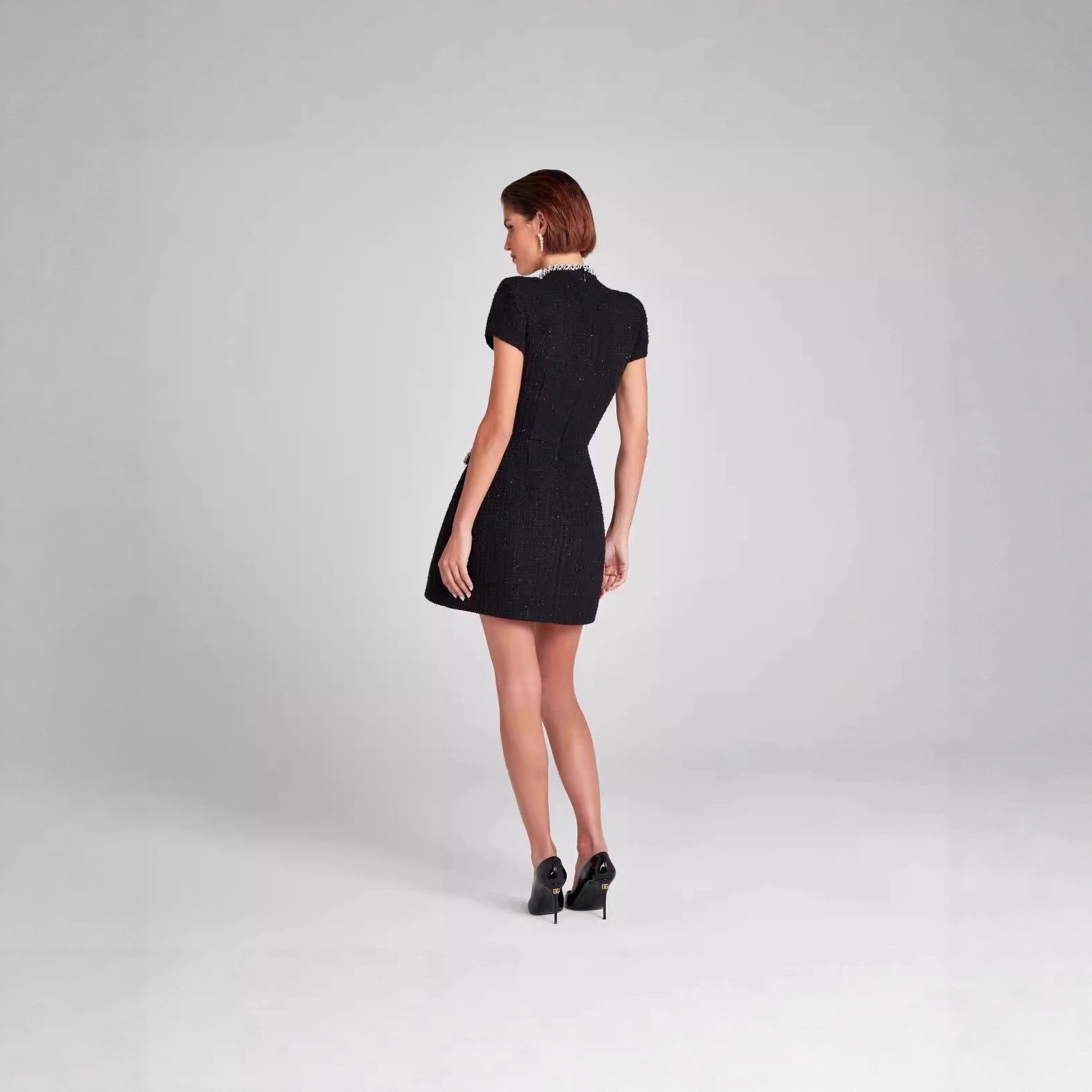 New European and American style slim-fit round neck beaded Chanel-inspired dress from Amazon cross-border e-commerce. - Image 4