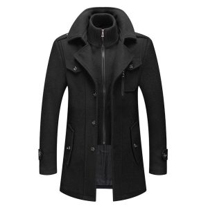 2024 autumn and winter men's business woolen coat fashionable double collar cold-resistant woolen coat cross-border woolen coat men