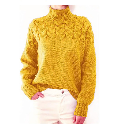 2026 Amazon Cross-Border New Women's Clothing Independent Site eBay Fashion Cable Braid Details High Neck Long Sleeve Sweater - Image 6