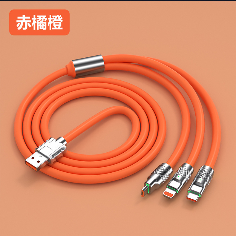 120w super fast charging cable zinc alloy one to three data cable liquid original mobile phone universal charging cable - Image 6