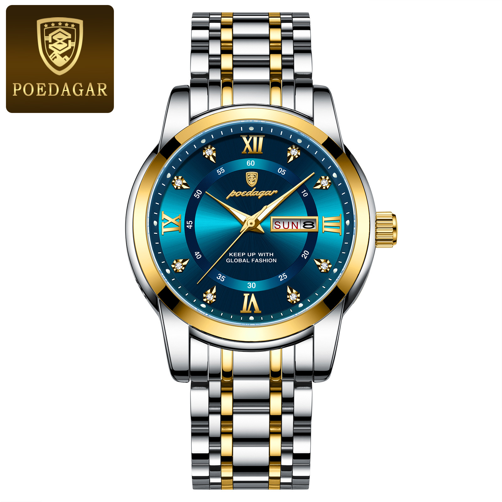 Swiss brand waterproof new men's watch dual calendar luminous quartz watch live broadcast foreign trade hot sale one piece drop shipping - Image 5