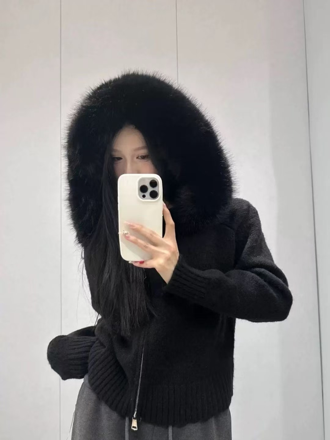 Cross-border Korean retro autumn and winter knitted cardigan women's loose casual versatile long-sleeved fur collar hooded sweater jacket women - Image 7
