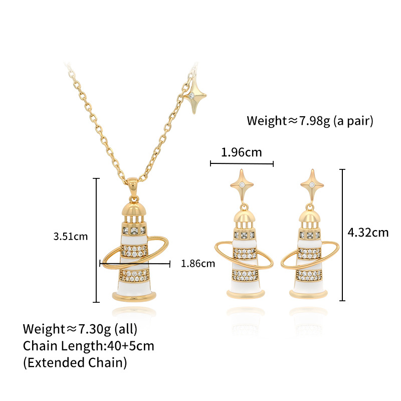 Xuping Fashion Niche Design Star Lighthouse Earrings and Necklace Jewelry Set - Festive and Elegant Earrings and Necklace - Image 8