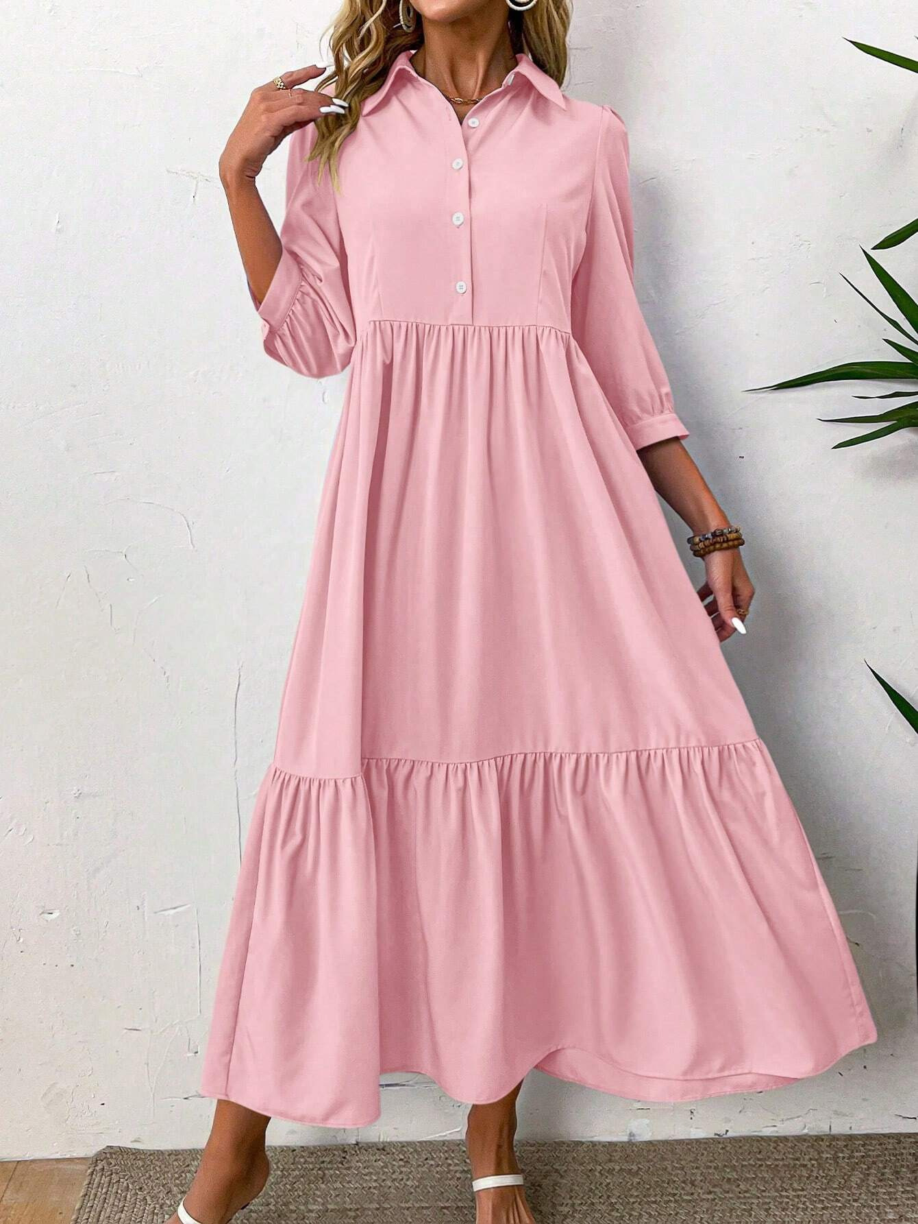 2026 Spring/Autumn New Style Women's Shirt Dress, Elegant, Fashionable, Casual, Lapel, Full Skirt - Image 9