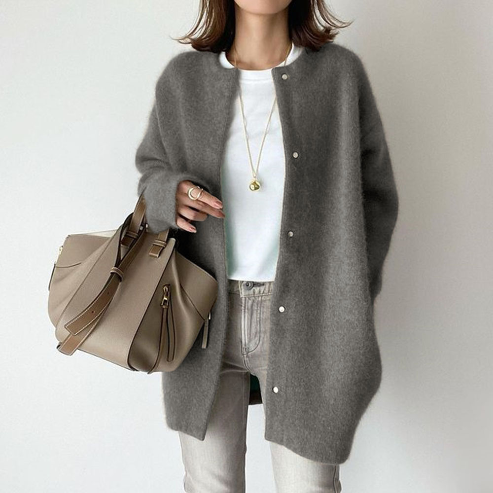 9 colors in stock 2024 autumn new super soft knitted jacket slim design niche loose jacket for women - Image 6