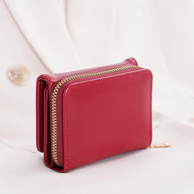 Credit card ID card cash wallet women's wallet small wallet short wallet card holder zipper wallet multi-layer trifold - Image 11