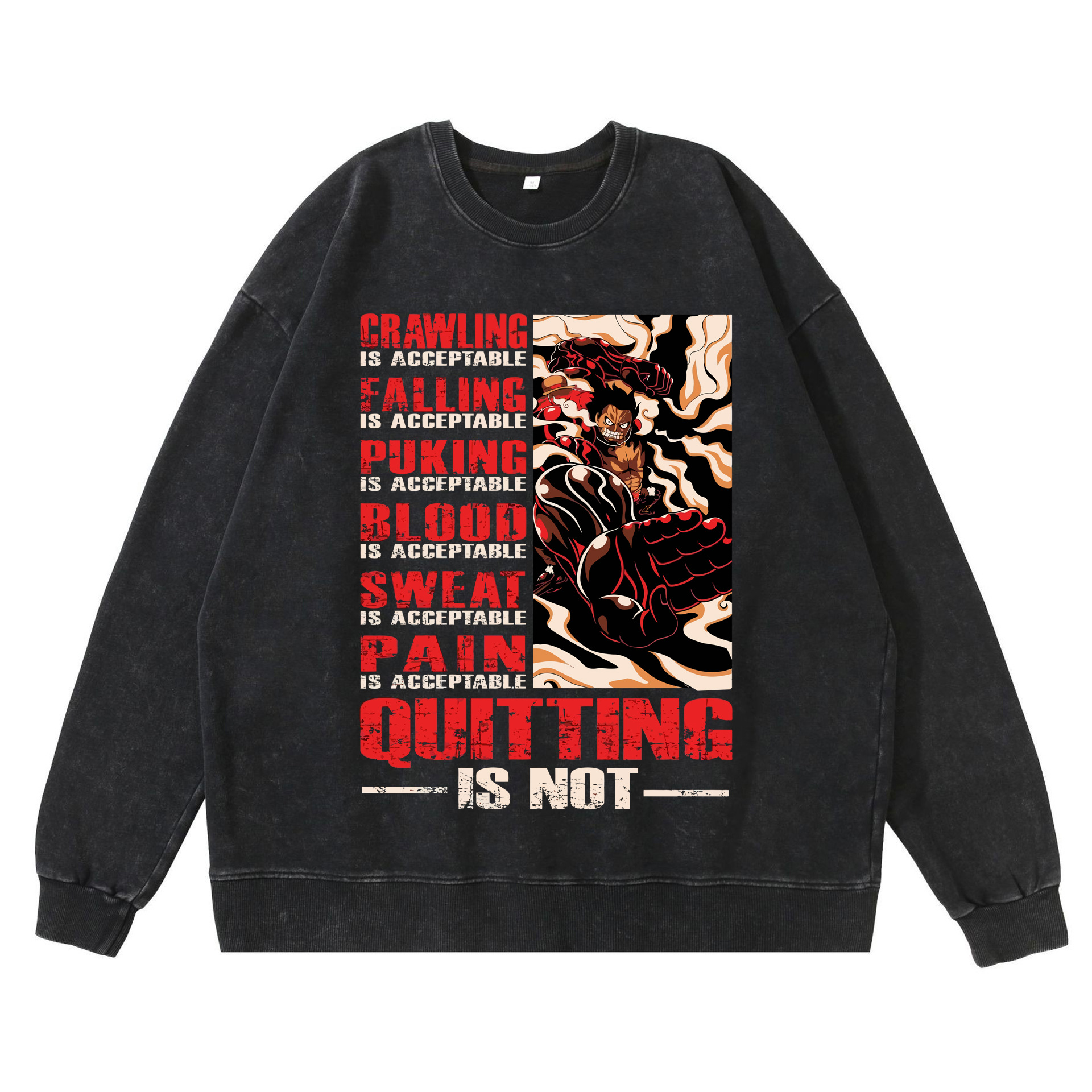 360g heavy washed retro sweatshirt street hip-hop anime American style pirate Luffy Zoro cotton autumn sweatshirt - Image 15