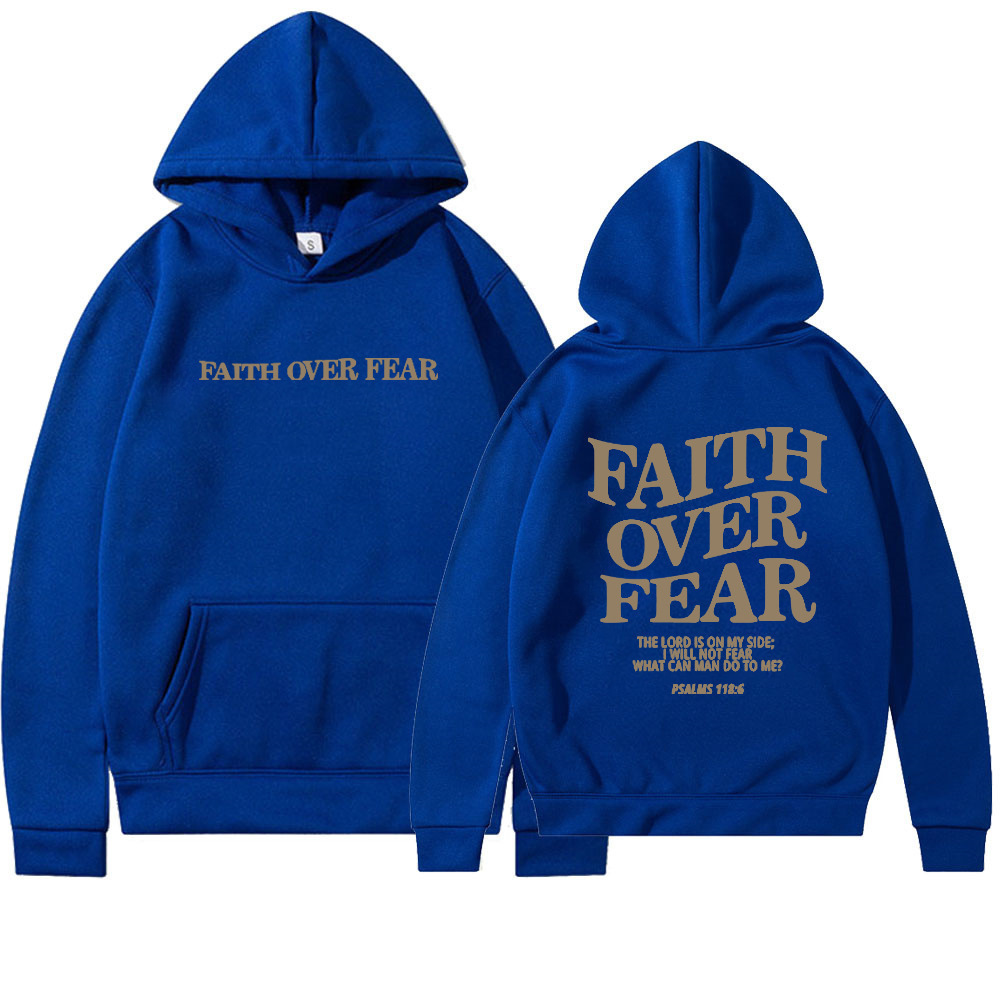 Foreign trade Amazon AliExpress new hooded long-sleeved FaithOverFear printed hooded sweatshirt - Image 10