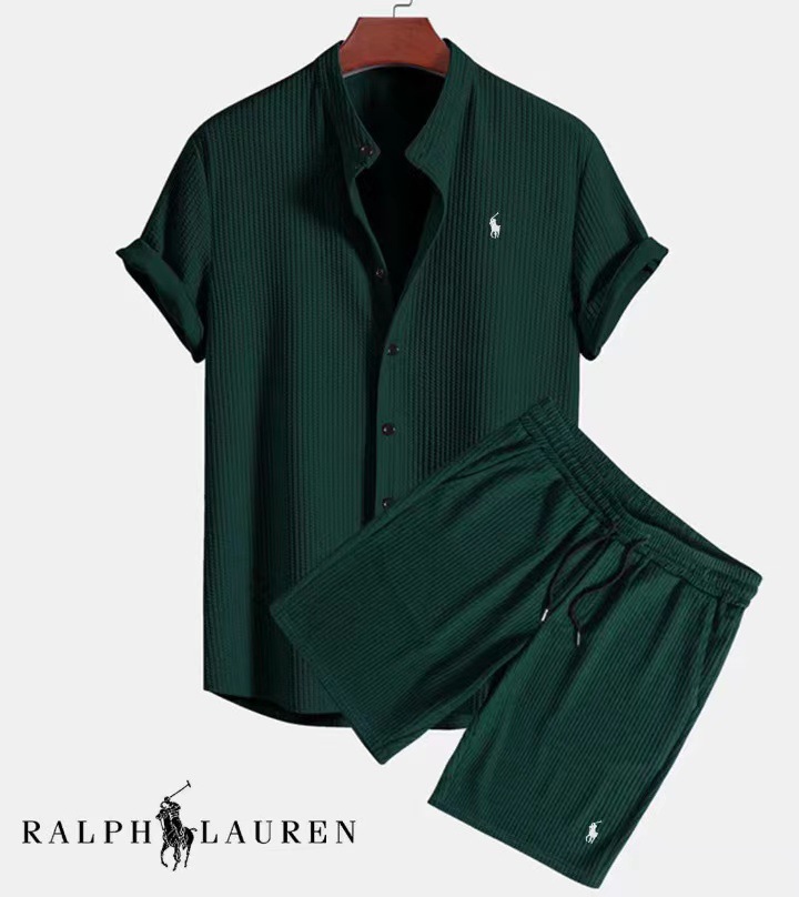 European and American AliExpress Foreign Trade Independent Station Men's Casual Loose Multicolor Beach Wear Corduroy Short Sleeve Suit Two-piece Set - Image 8