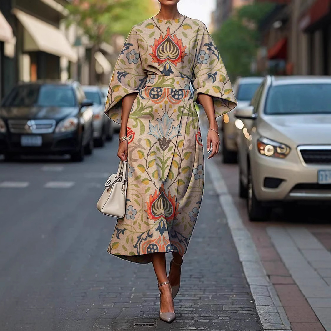 2025 Amazon Cross-Border Independent Station Floral Ocean Timeless Elegant Dress E439 Women's Dress - Image 3