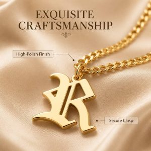 Gothic Letter Pendant Necklace