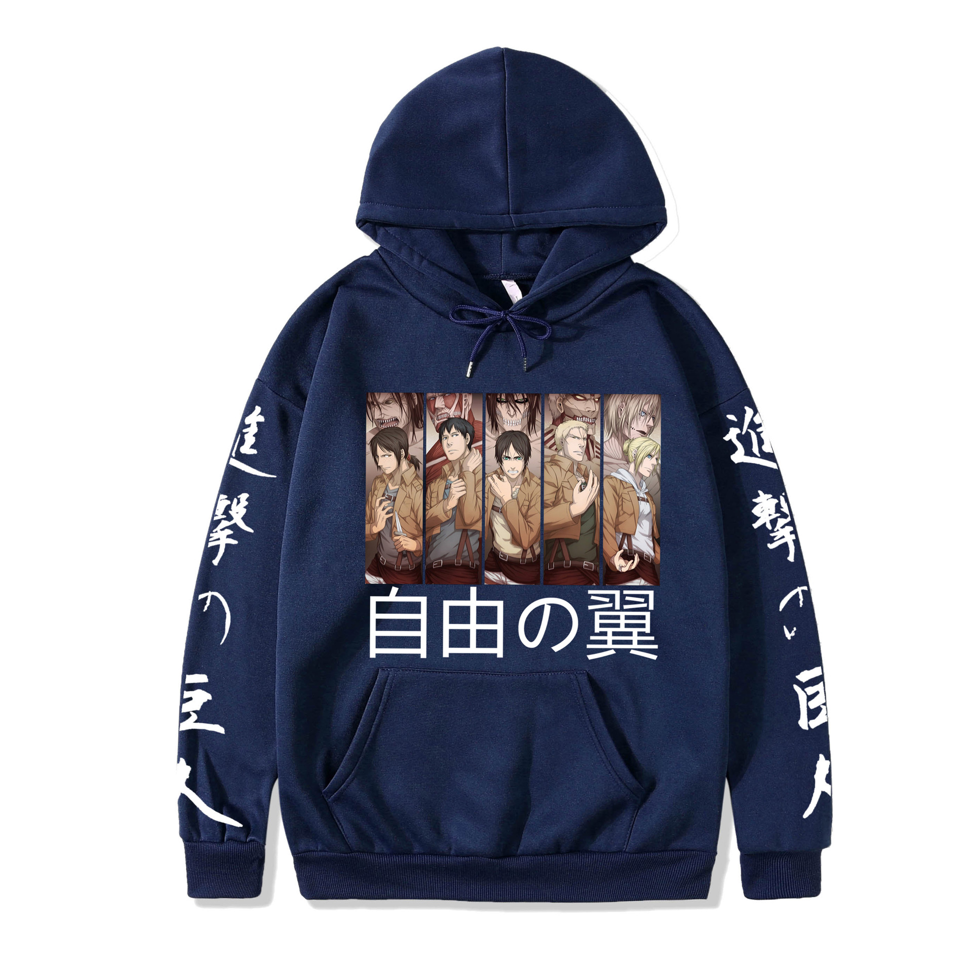 2021 couples wear autumn and winter new popular anime attack giant series illustration loose casual hooded sweater women - Image 6