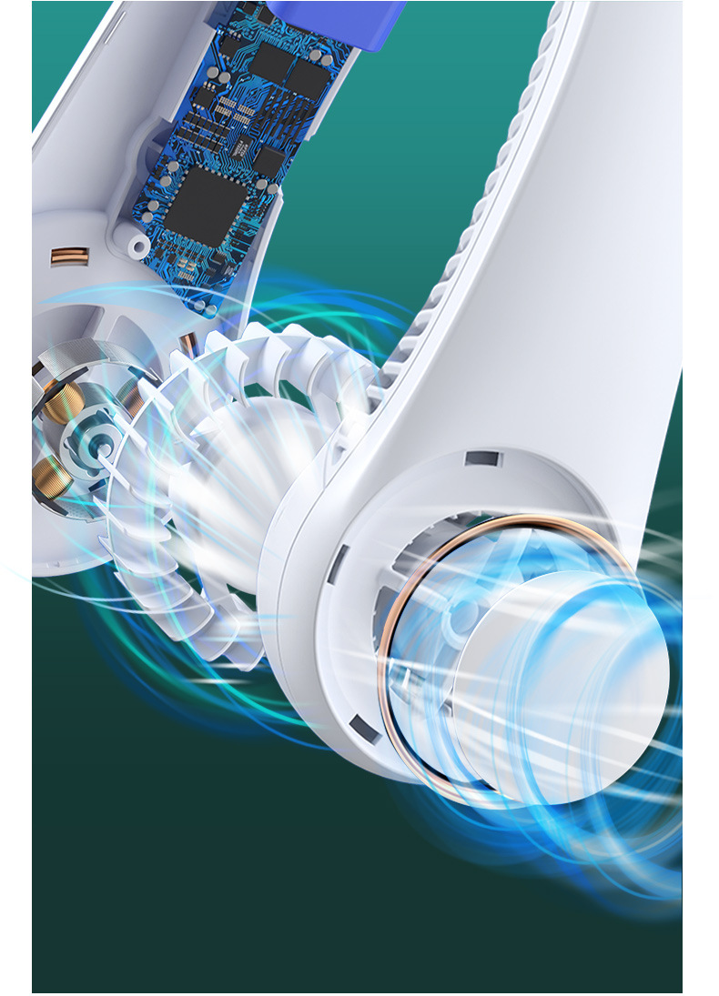 Cross-border new lazy USB mini hanging neck fan leafless mute summer artifact sports convenient small fan batch - Image 13