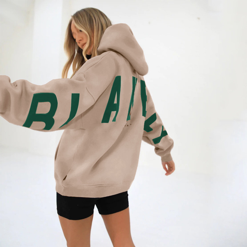 2023 new Amazon cross-border European and American fashion printing thickened versatile long-sleeved loose hooded sweatshirt for women - Image 16