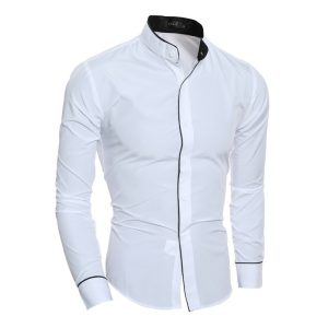 2023 Spring New Men's Outdoor Solid Color Simple Casual Korean Slim Shirt Slim Suit Bottoming Shirt