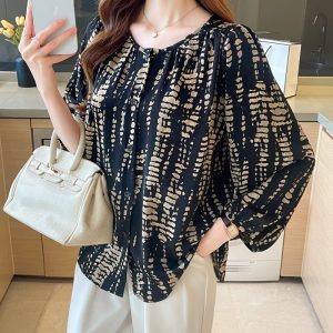 Muslim-Style Floral Print Long-Sleeve Shirt