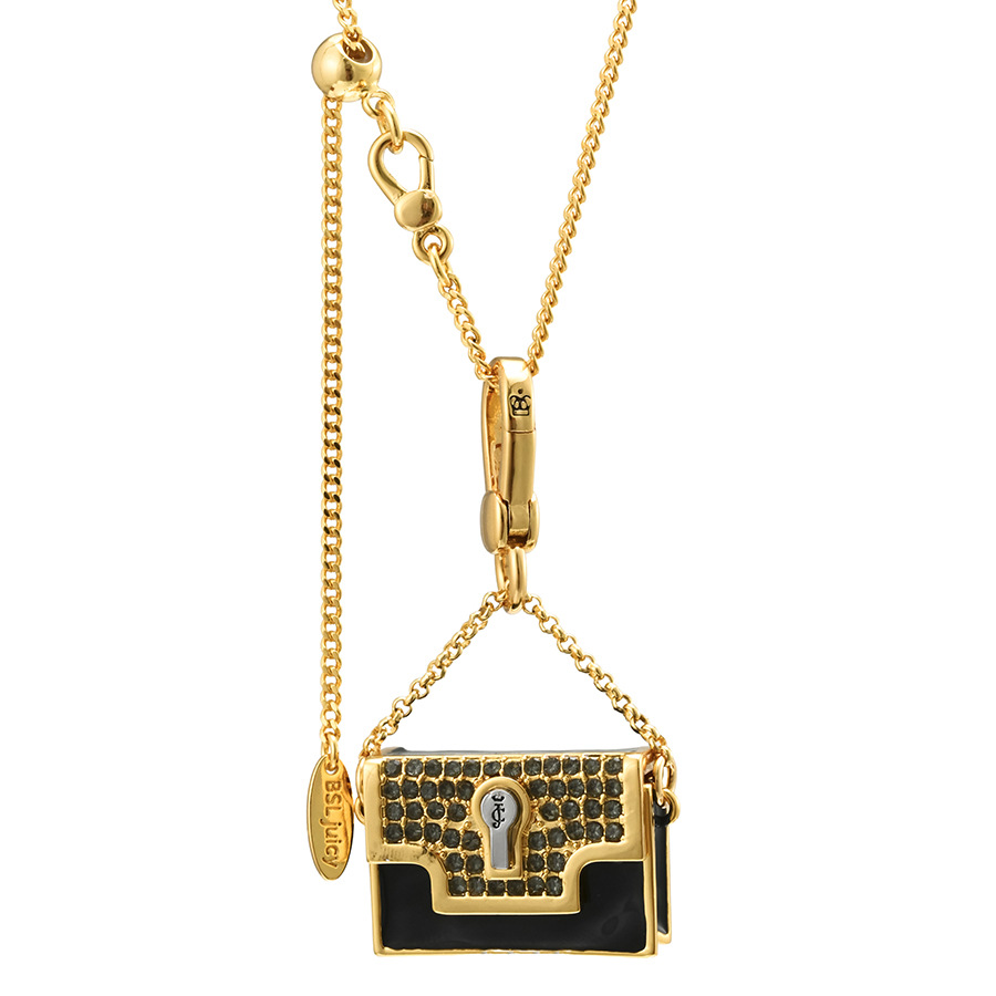 High-end enamel-glazed cross-border, diamond-encrusted black handbag with lipstick pendant necklace, exquisite charm. - Image 6