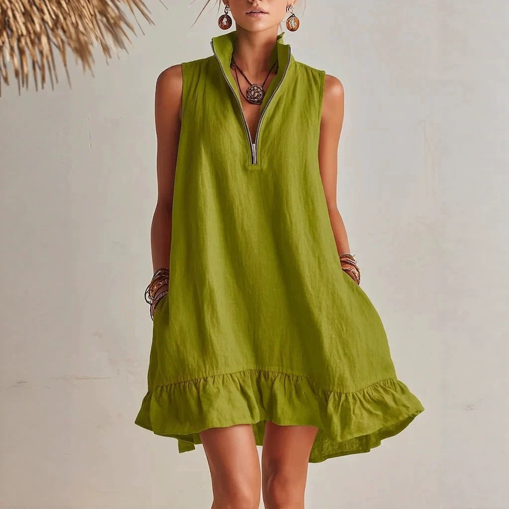 2026 New Arrival European and American Cross-Border Vacation Sleeveless V-Neck Dress, High-End Cross-Border Casual Dress - Image 3