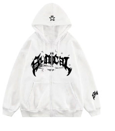 Street hip-hop star girl print black zipper hoodie female 2022y2k Harajuku jacket sweater couple - Image 3