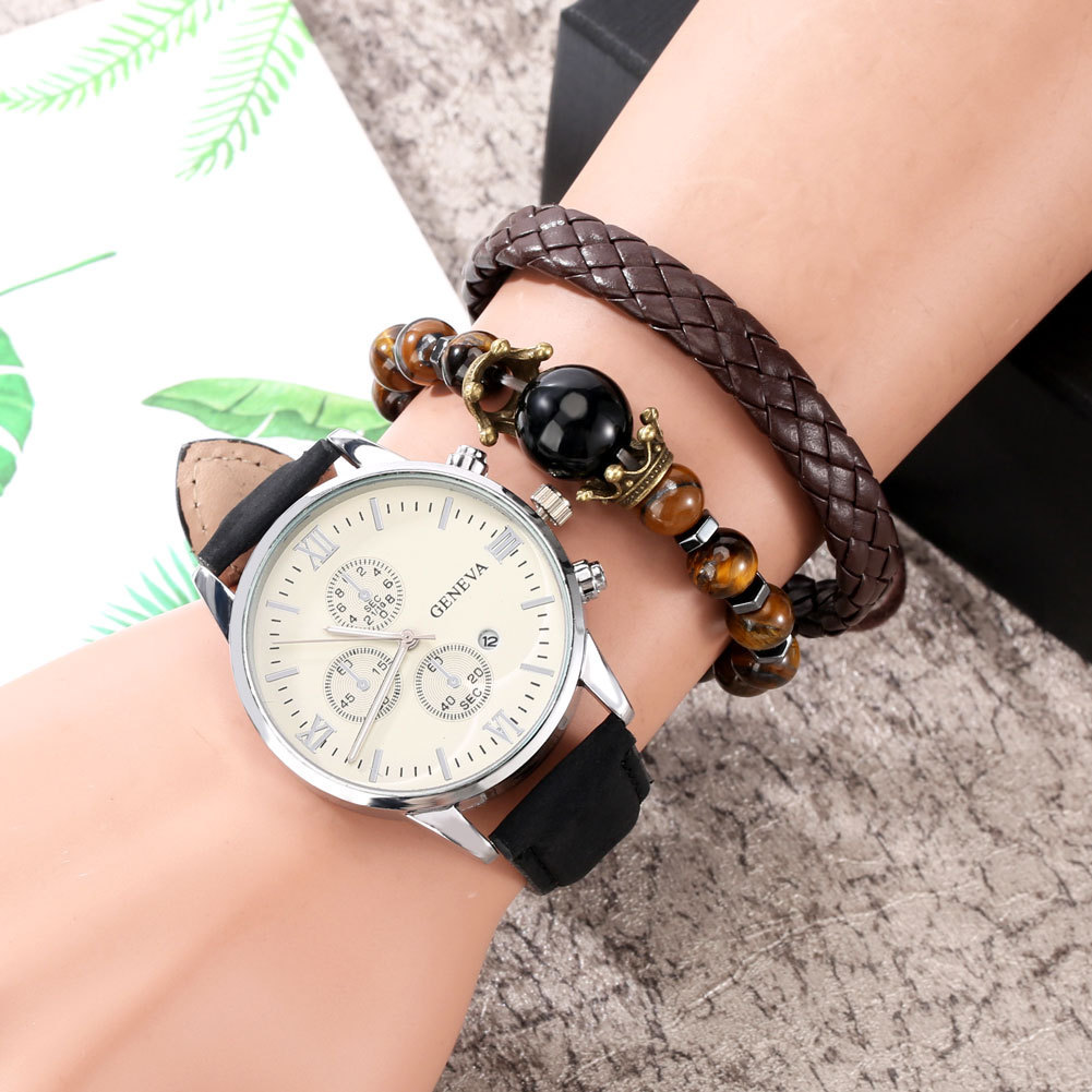 2022 new foreign trade hot selling men's set gift watch 3pcs bracelet three-piece men's watch calendar watch - Image 9