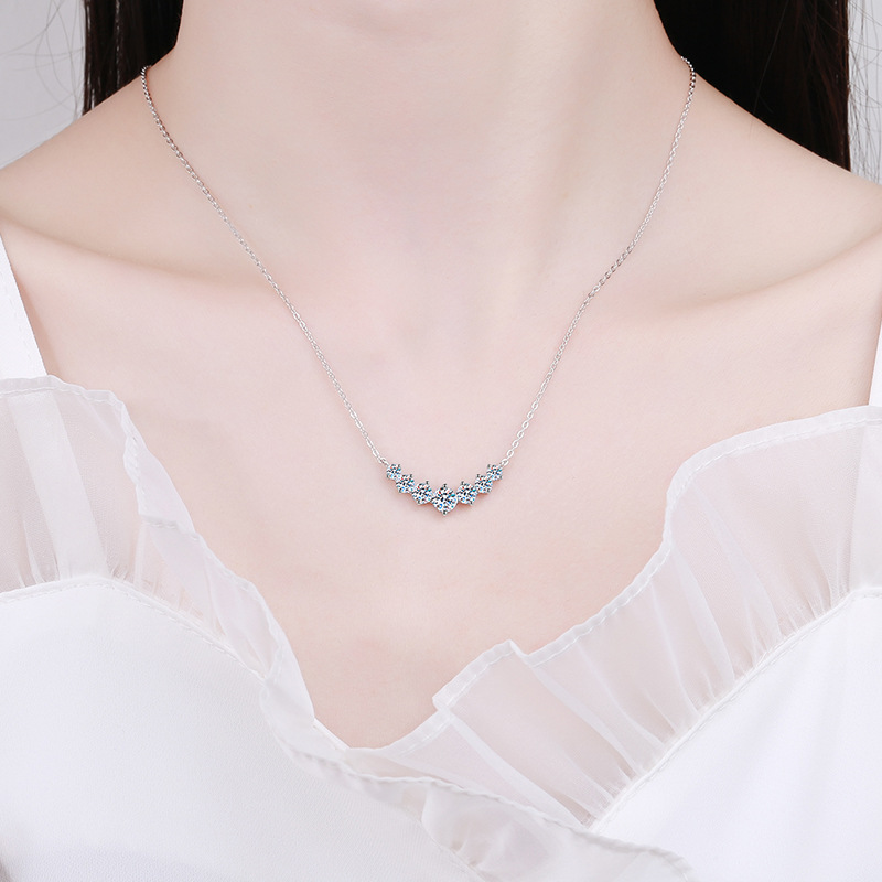 S925 sterling silver pendant for women, plated with Pt950, featuring a 1.7-carat D-color moissanite design inspired by the Seven Princesses necklace, in a traditional Chinese style. - Image 4
