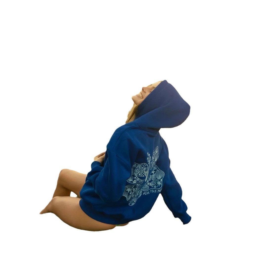 2024 New European Size Women's Drop Shoulder Sleeve Threaded Hawaii Hibiscus Brand Sweatshirt Hoodie Print - Image 5