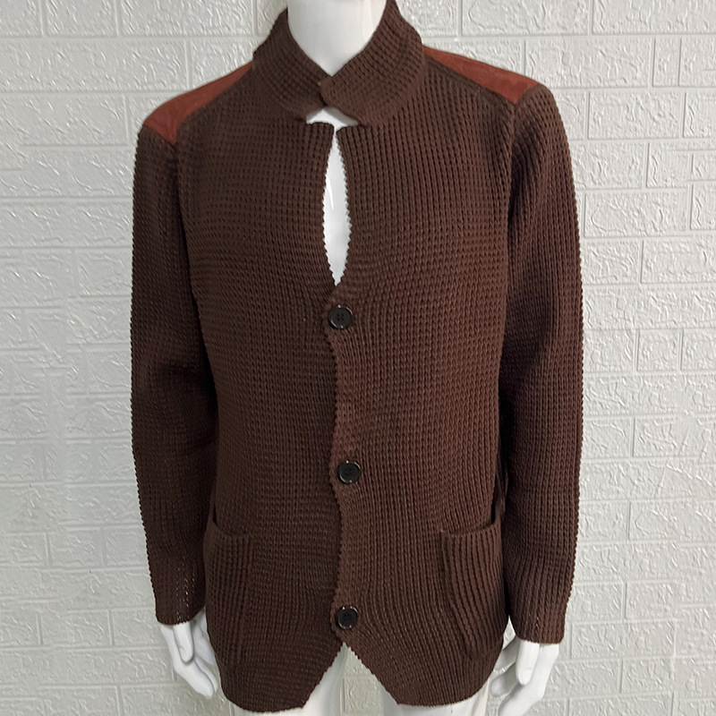 2025 Autumn/Winter New Slim Fit Cardigan with Lapel Collar, Long Sleeve, Knitted Outerwear, Cross-border European and American Plus Size Men's Sweater - Image 18