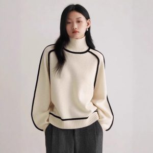 2025 Cross-Border Export Style Autumn/Winter Slimming Casual Loose Pullover Knit Sweater for Women