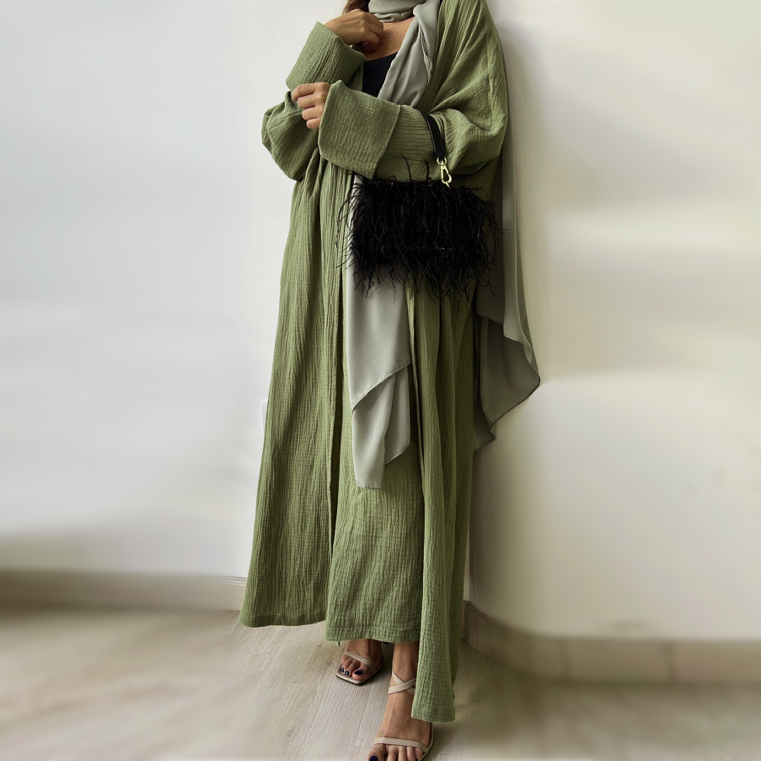2023 Loriya AliExpress Amazon Dubai Turkey Solid Color Cotton Casual Large Size Cardigan LR600 - Image 16