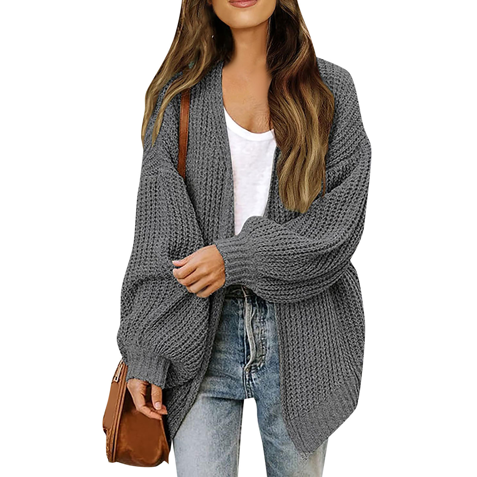 Amazon export women's lantern sleeve chunky knit cardigan 2026 autumn and winter new pocket knit sweater women's coat - Image 7