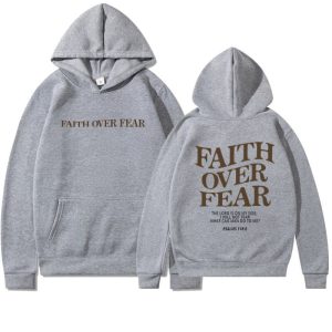 Foreign trade Amazon AliExpress 2023 new hooded long-sleeved Faith Over Fear printed sweatshirt dropshipping