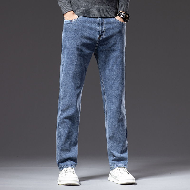 2023 Spring Straight Jeans Men's Mid-Rise Quality Comfortable Pants Men's Elastic Loose All-match Pants Men - Image 2