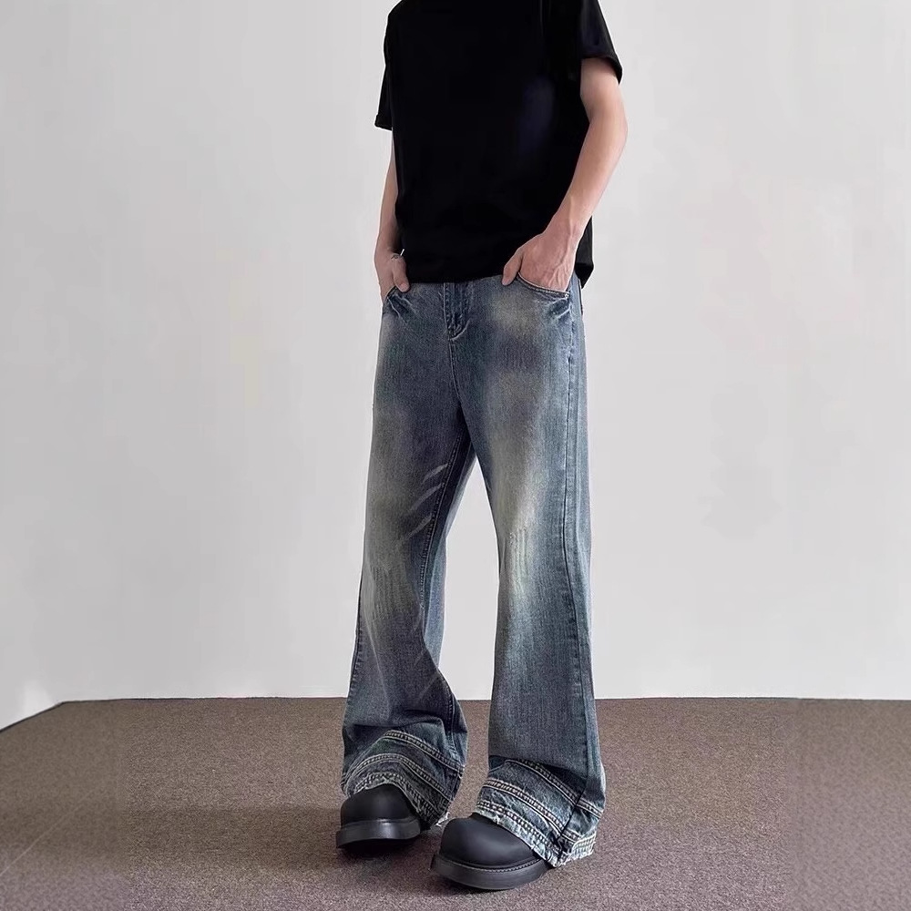 American retro niche design cat whisker flared jeans men's trendy brand handsome high street vibe couple pants trendy - Image 5