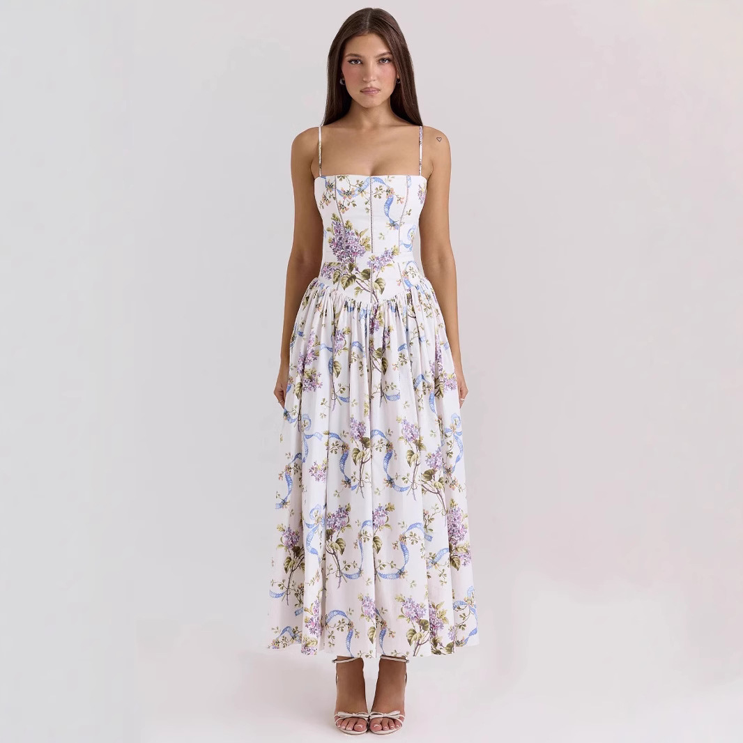 Amazon wholesale French romantic summer new floral waist-cinching lace dress - Image 3