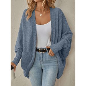 2025 European and American women's clothing autumn and winter new knitted cardigan AliExpress solid color cardigan mid-length knitted sweater