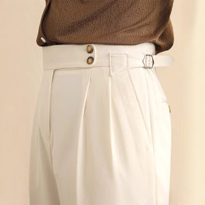 Men's High-Waisted Straight-Leg Trousers
